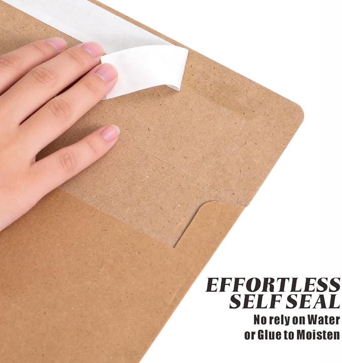 50 Pack Kraft A4 Envelopes, Brown 4x6 Invitation Envelopes, Self Seal Envelopes Printable, for Weddings, Greeting Cards, Photos, Postcards, Mailing, Party