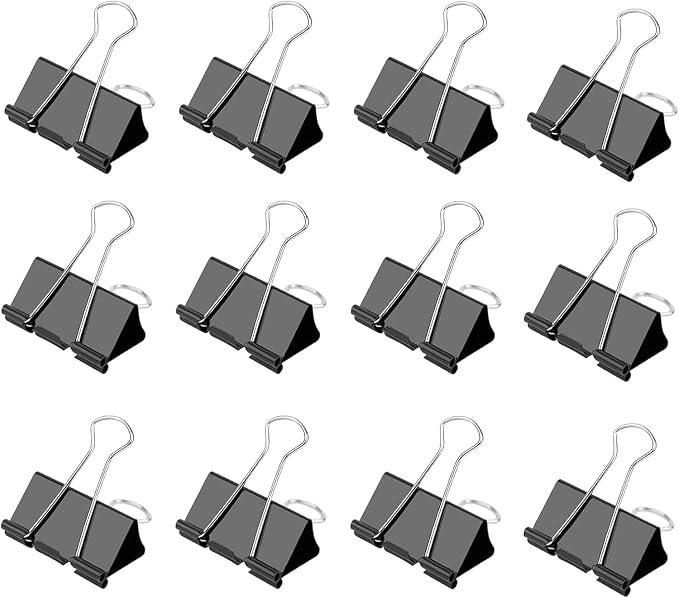 Ufmarine Small Binder Clips 1 Inch Length, (72 Pcs) Small Paper Clips for Office Supplies