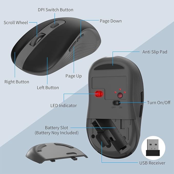 Wireless Keyboard and Mouse Combo, MARVO 2.4G Ergonomic Wireless Computer Keyboard with Phone Tablet Holder, Silent Mouse with 6 Button, Compatible with MacBook, Windows (Grey)
