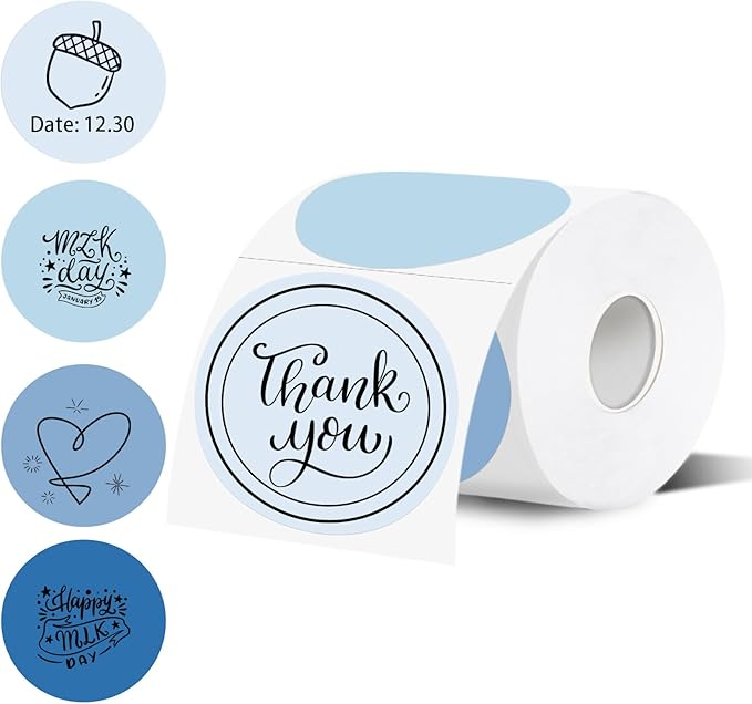 3 Inch Thermal Label,Blue Round Thermal Printer Label,Waterproof Thermal Stickers for DIY Logo Design,Name Tag,Thanks Card 300 Labels/Roll (Blue)