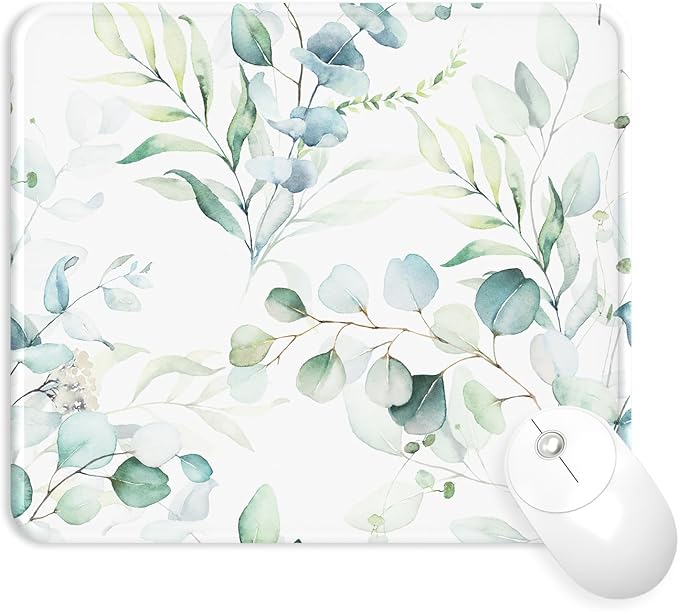 Mouse Pad with Stitched Edge, Multiple Patterns Computer Mouse Pads with Non-Slip Rubber Base, Washable Cloth Mousepad, for Gaming, Laptop, PC (Leaves)