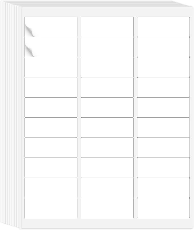 L LIKED Address Labels 1" x 2-5/8" 900 Count 30 per Sheet (30 Sheets) | Printable, blank, compatible with laser & inkjet printers, for address, mailing & barcode labels. Strong adhesive, easy peel