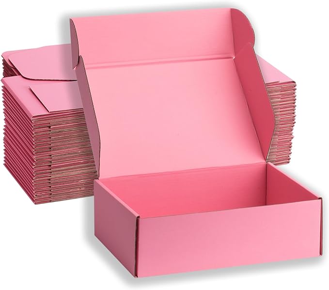Small Shipping Boxes 12x9x3 Inches – Pink Corrugated Cardboard Boxes (20-Pack) for Mailing, Packing, Small Business & Gift Packaging - Recyclable & Sturdy