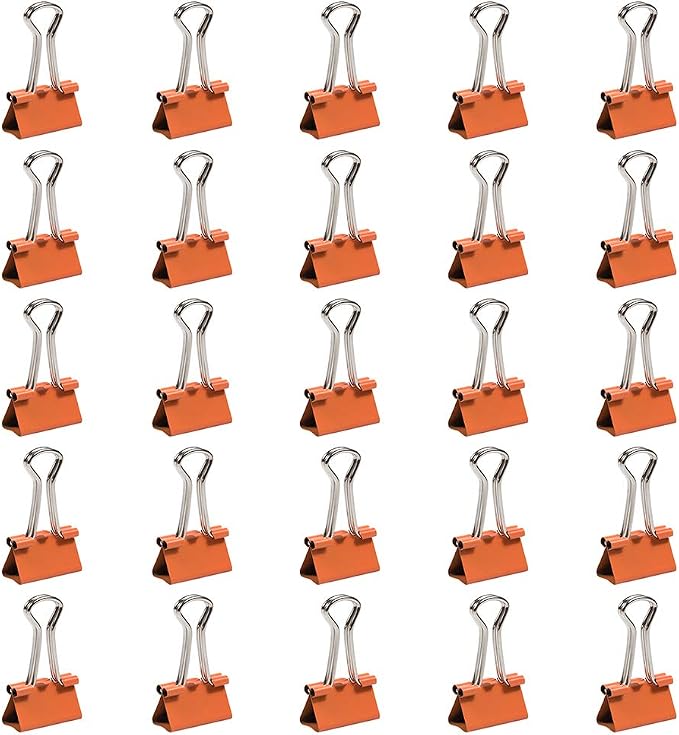 JAM PAPER Colorful Binder Clips - Small - 3/4 Inch (19 mm) - Orange Binderclips - 25/Pack