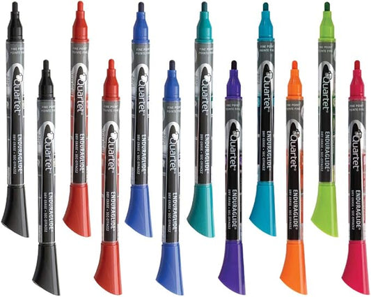 Quartet Dry Erase Markers, Whiteboard Markers, Fine Tip, EnduraGlide, Assorted Colors, 12 Pack (5001-21M)