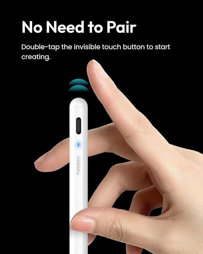 Metapen iPad Pencil A8 Stylus Pen for iPad 2018+ Palm Rejection&Magnetic | Metal Barrel Apple Pencil, USB-C Fast Charging, Reliable Precision & Smooth Writing Pen for iPad 6th-11th Gen Pro Air Mini