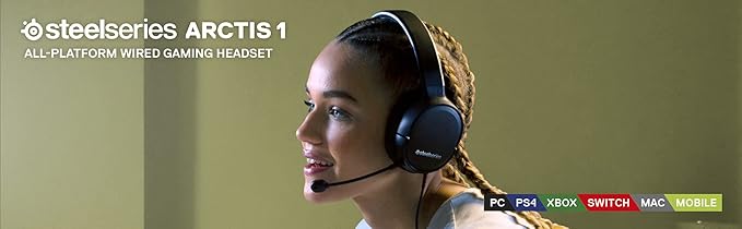 SteelSeries Arctis 1 Wired Gaming Headset – Detachable Clearcast Microphone – Lightweight Steel-Reinforced Headband – for PC, PS4, Xbox, Nintendo Switch and Lite, Mobile,Black