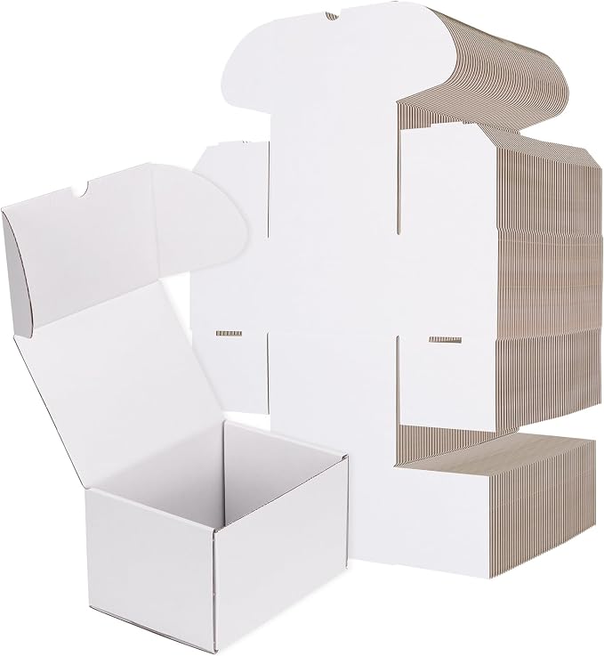 RLAVBL 7x5x4 Shipping Boxes Set of 50, White Corrugated Cardboard Box for Packing, Mailing, Business