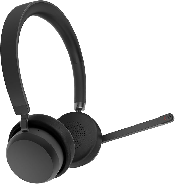 Lenovo Wireless VoIP Headset Teams Certified, Noise-Canceling Mic, Bluetooth 5.3 Multipoint, USB-A Receiver, 31-Hour Talk & 60-Hour Playback, Lightweight Over-Ear Design, Replaceable Earcups