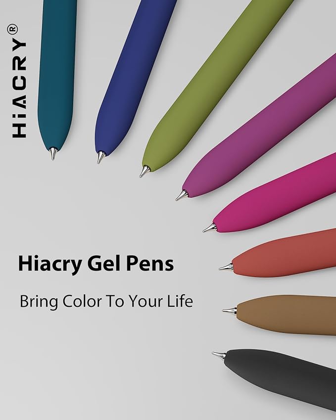 Hiacry 8 Pcs Gel Pens, Quick-Dry Long Lasting Black Ink-0.7mm Fine Point | Smooth Writing Fidget Pens, Stress Relief, No Smear, No Bleed, Journaling, Note Taking,Work, School,Office, Students & Adults