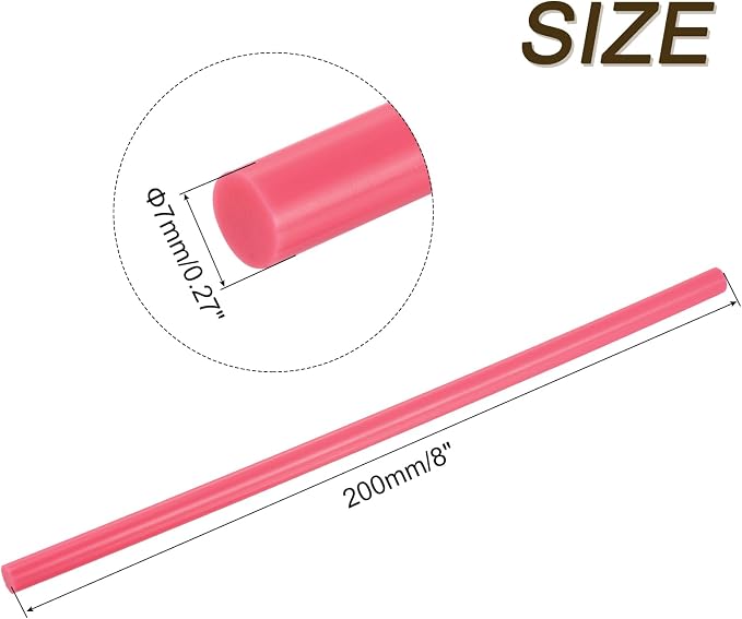 uxcell 12pcs Full Size Hot Glue Sticks for Glue Gun 0.27 x 8 Inch Small Glue Sticks, 7 x 200mm Pale Red