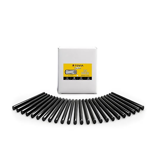 Black Hot Glue Sticks, Mini Size 0.27” x 4", 24-Pack | True Black, UV-resistant adhesive refill, light-blocking resin, zero stringing for 3D prints, electronics, outdoor repairs.