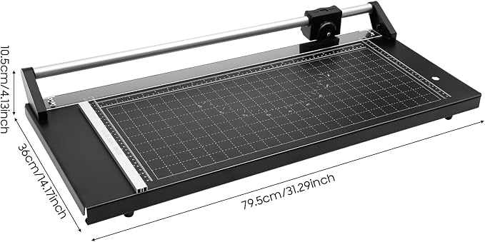 24 Inch Precision Rotary Paper Cutter, Desktop Office Paper Trimmer, Manual Straight Paper Trimmer with Roller Cutter Head and Round Blade for Photos, Cards, Decals