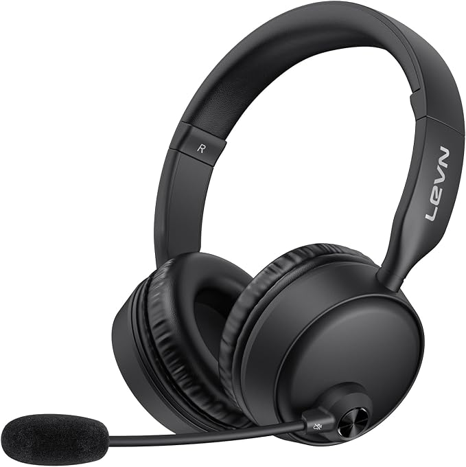 Wireless Headset with Mic for Work, Wireless Headset with Microphone AI Noise Cancelling, Bluetooth 5.3, 60H Battery, Mute Button, Comfortable Over Ear Headphones for PC, Laptop, Call Center, Office