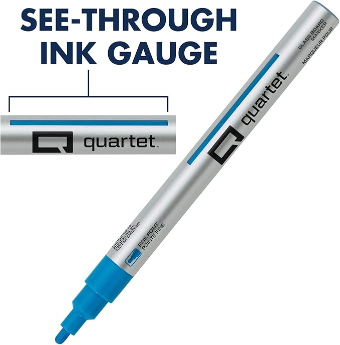 Quartet Dry Erase Markers, Glass Whiteboard Markers, Fine Tip, Assorted Neon Colors, 6 Pack (79558Q)