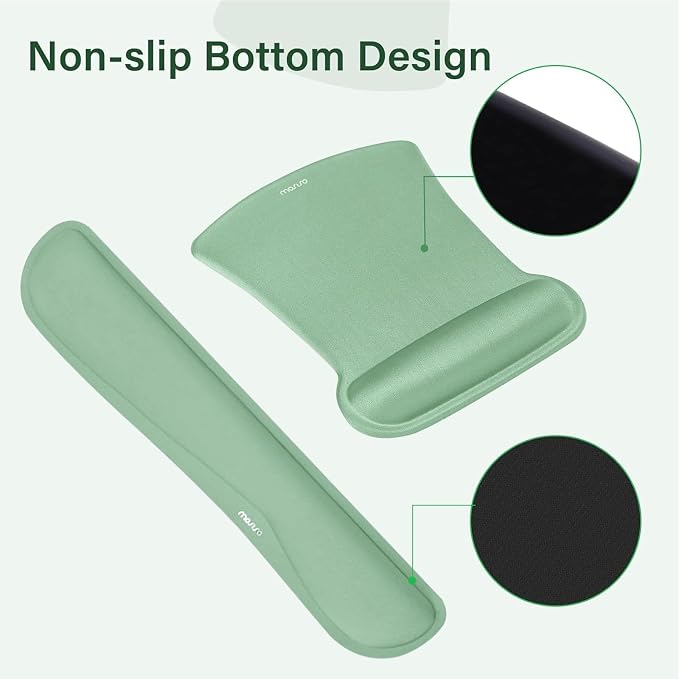 MOSISO Keyboard Mouse Pad Set, Large Gaming Mousepad&Keyboard Wrist Rest | Mouse Wrist Rest&Coaster, Ergonomic Non-Slip Mousepad&Easy Typing Cushion with Memory Foam for Home Office, Emerald Green