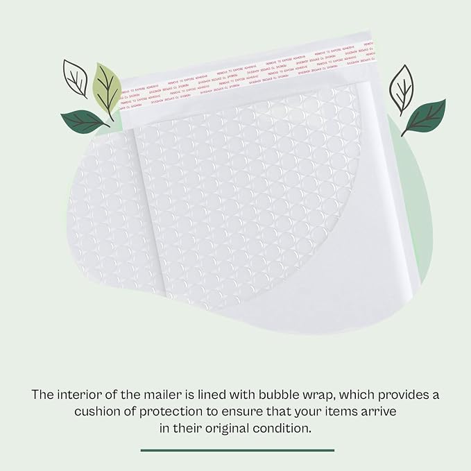 PSBM #00 250 PCS 5 x 10 Inch White Kraft Bubble Mailers, Cushion Padded Envelopes, Self-Sealing Peel-Off Strip, Ideal for Shipping CD, DVD, Jewelry, Photos, Magazine, Books, Clothes and More