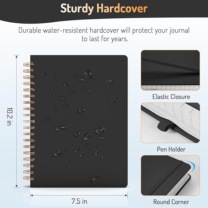 Forvencer Lined Spiral Journal Notebook with 300 Numbered Pages, B5 | College Ruled Thick Journals for Writing with 100GSM Paper, Hardcover Notebooks with Content for Work School Women Men