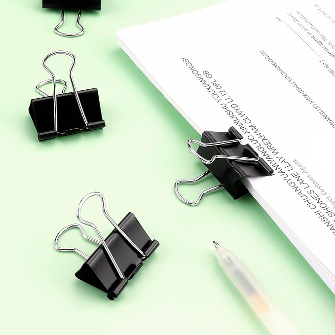 ZZTX 36 Pack Binder Clips 1.0 Inches Black | Paper Clamps Clips, Durable steel, Rust-resistant, Strong spring