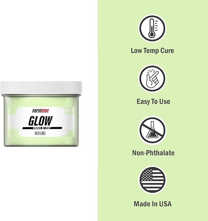 Rapid Cure® Screen Printing Ink Glow in The Dark (Quart - 32oz.) - Plastisol Ink for Screen Printing, Fast Curing Fabric Paint - Screen Print Direct®, USA Made