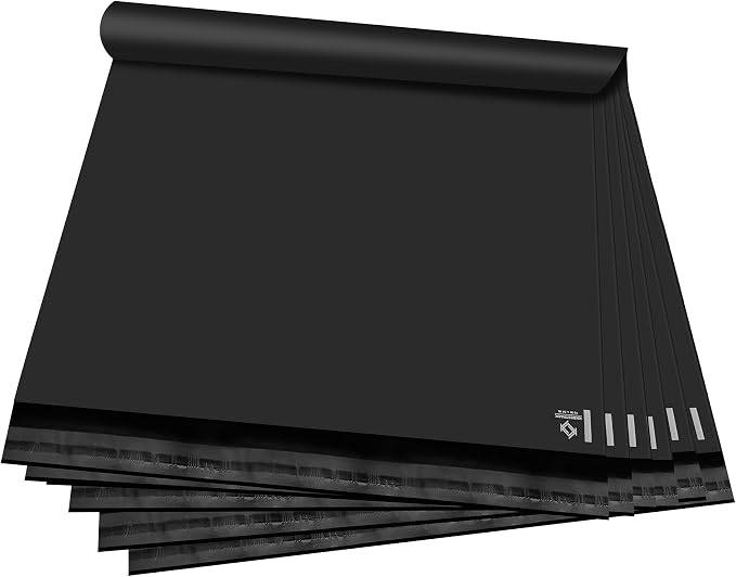 Black Poly Mailers 19x24 in, Large Shipping Bags, 50 Pcs | Large mailing bags for shipping clothes and shipping envelopes for packing shirts, hoodies, and apparel.