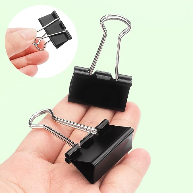 ZZTX 36 Pack Binder Clips 1.3 Inches Black | Paper Clamps Clips, Durable steel, Rust-resistant, Strong spring
