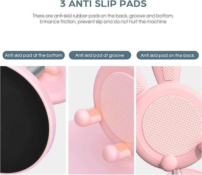 OATSBASF Cute Bunny Phone Stand Adjustable Pink Phone Holder for Phones | Weighted Base Kawaii Desk Accessories, Aesthetic Room Decor Gift for Women/Girls/Kids, Compatible with All Phones