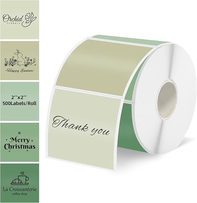 Starboling 2"x2"Square Thermal Labels,Self-Adhesive Thermal Sticker Printer Labels for Small Business,Address,Color Coding（Green Gradient）