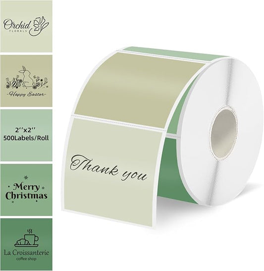 Starboling 2"x2"Square Thermal Labels,Self-Adhesive Thermal Sticker Printer Labels for Small Business,Address,Color Coding（Green Gradient）