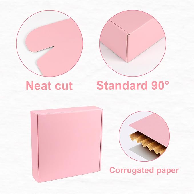 FORBFAN 8x8x2 Pink Shipping Boxes Small 30 Pack, Mailer Boxes for Small Business, Corrugated Cardboard Boxes for Packaging Mailing Shipping