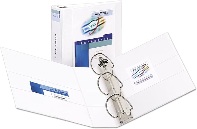 Avery Durable Clear View 3 Ring Binders, 3 Inch EZD Rings, 1 White Binder (09701)