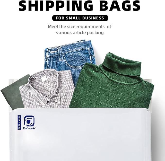 POLYSELLS 10x13 White Poly Mailers 100 Pack Self Seal Shipping Bags | Waterproof tear resistant opaque mailing envelopes for clothing apparel accessories ecommerce sellers for small business