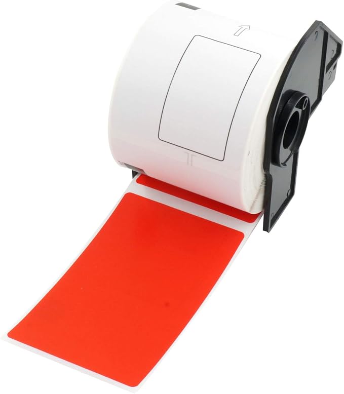 BETCKEY - Shipping/Name Badge Labels Replacement for Brother DK-1202 (2.4 in x 3.9 in), Compatible with Brother QL Label Printers [1 Rolls/300 Labels, Red]