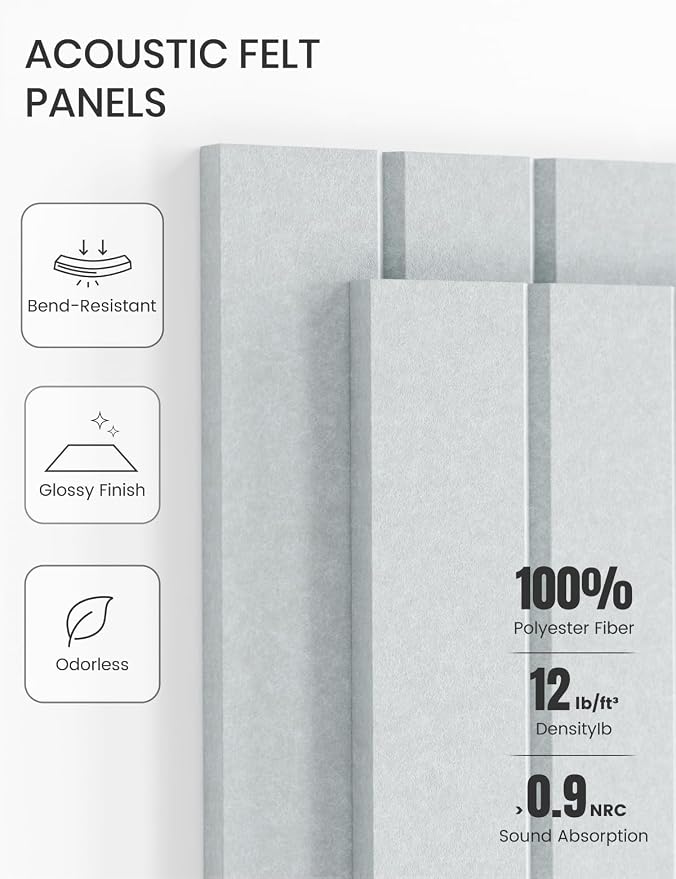Fluxynara 36" x 24" Large Felt Bulletin Board, Cold White | 6 Pack Cork Board Alternative with 30 Safe Adhesive Tabs, Pin Boards for Wall Decor, Home, Office, Classroom,Dorm