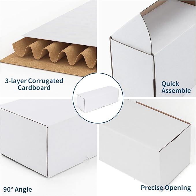 ZBEIVAN 12x4x4 White Shipping Boxes Set of 25, Corrugated Cardboard Mailer Boxes for Packaging Small Business Mailing Gifts