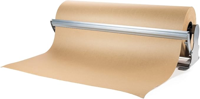 IDL Packaging 24" Kraft Paper Roll Dispenser & Cutter, Tabletop | for Rolls up to 24" Wide and 9" in Diameter – Reinforced Steel Paper Holder with a Cutter for Kraft, Butcher & Freezer Papers