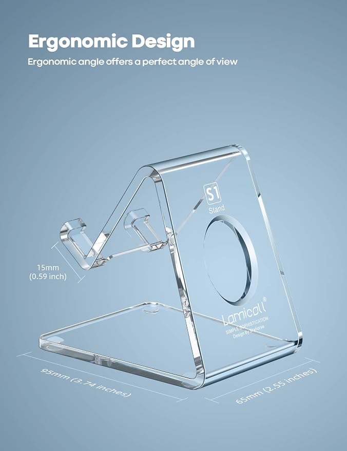 Lamicall Clear Acrylic Cell Phone Stand, Office Desk Decor Accessories | Office Cubicle Decor, Accessories & Workspace Organizers for Women, Teacher Desk Essentials, Cute Work From Home Supplies