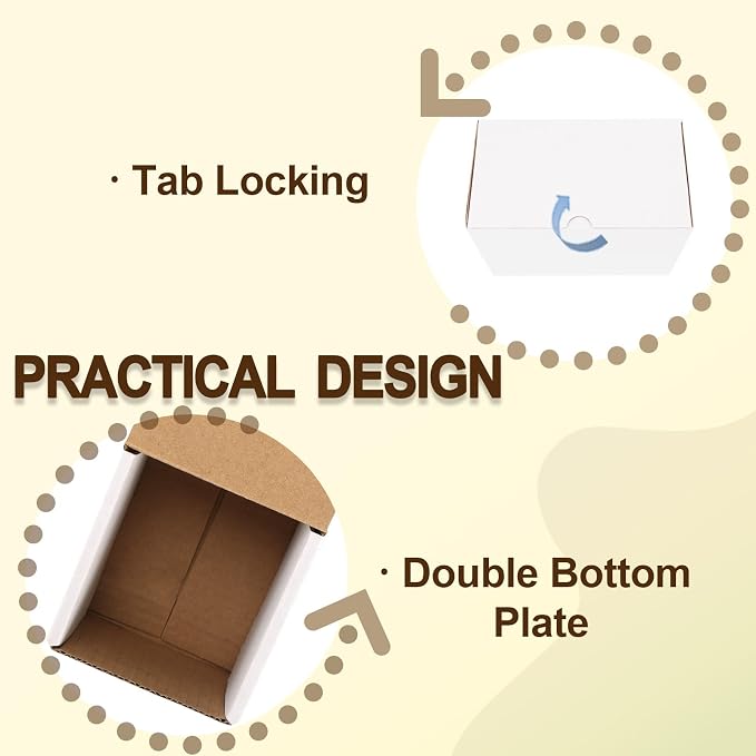 WIFTREY 50pcs 3X3X3 inch Small Shipping Boxes for Business, White Corrugated Cardboard Box 3 x 3 x 3 Craft Gifts Giving Box for Literature, Mailing, Packaging
