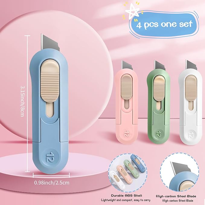 20 PSC Box Cutter,Retractable Box Opener, Package Opener, Easy Slide Retractable Cute Utility Knife For Opening Daily Express Boxes, Envelopes, Packages, Paper tapes and more