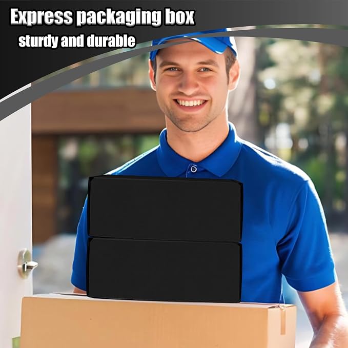 Small Shipping Boxes, 50 Pack Cardboard Box Corrugated Mailer Boxes Small Corrugated Boxes For Shipping Packaging Craft Gifts Giving Products, 6 x 4 x 1.6 Inches (Black)