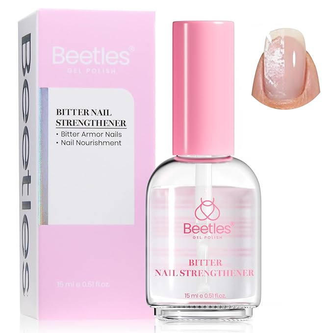 Beetles Bitter Nail Strengthener for Nail Biting - Air Dry Nails Biting Treatment Clear No Bite Polish for Weak, Thin and Damaged Nails Strengthener and Growth, Gently Discourage Bite 0.5 fl oz