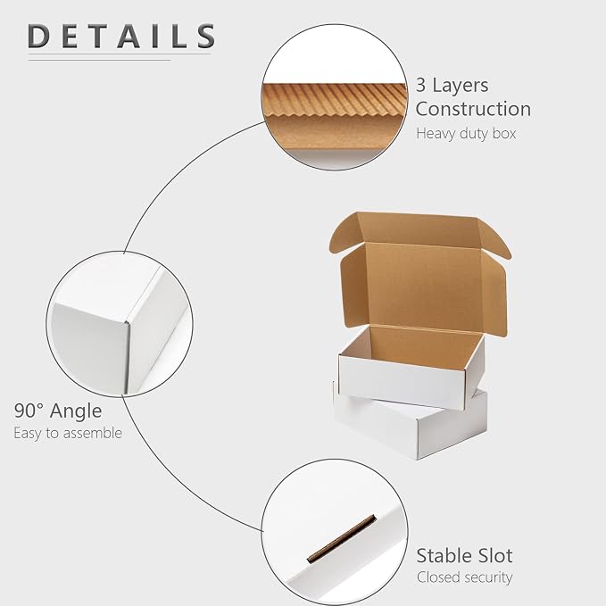 Timirog White Shipping Boxes 12x9x4" 20 Pack- Corrugated Cardboard Mailing Box for Small Business, Tab Locking Literature Mailer Packaging Supplies for Packing Gifts Craft | Mailing Box for Small Business, Tab Locking Literature Mailer Packaging Suppli...