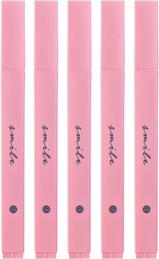 DIVERSEBEE Bible Highlighters with Soft Chisel Tip, No Bleed (Pink) | 5 Pack Single Color Pens, Quick Dry, Cute Aesthetic Markers for Bible Study Journaling Supplies