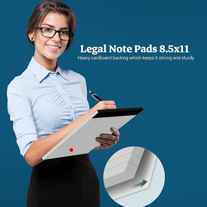 White Legal Pads 8.5 x 11 Notepads, 12 Pack Writing Paper Note Pads 8.5x11 | Perforated Wide Ruled Lined Writing Pads 30 Sheets for Home Office School Work, Legal Notepads Double-Side Printed Per Pad