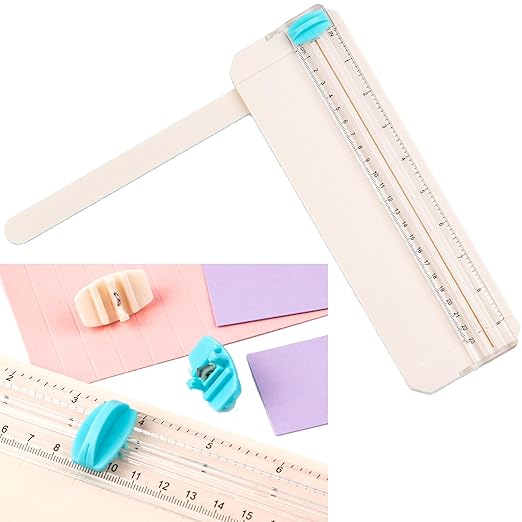 Mini Paper Trimmer with Extending Ruler, Paper Cutter with Cutting and Scoring Blades, Portable Straight Edge Cutter for Scrapbooking Craft Paper, Photos, Label, Cardstock