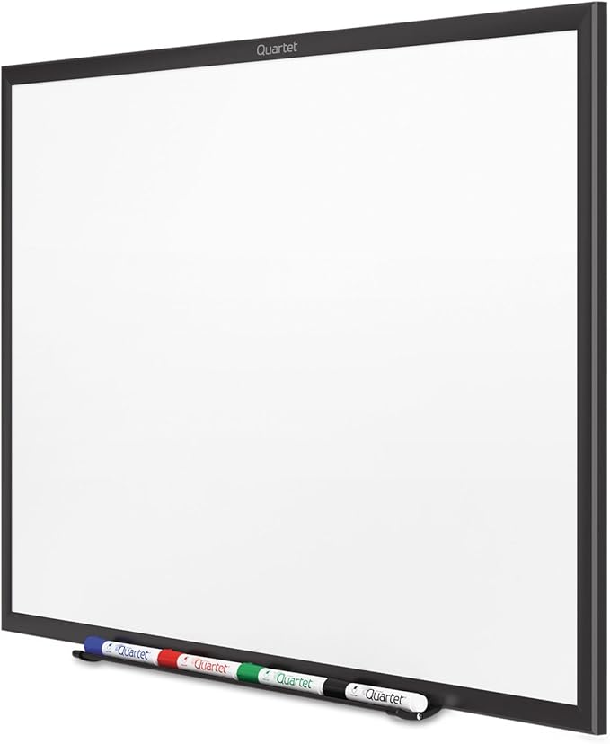 Quartet Magnetic Dry Erase White Board, 24"W x 18"H Whiteboard, Nano-Clean Surface Resists Ink Stains, Black Aluminum Frame (SM531B)