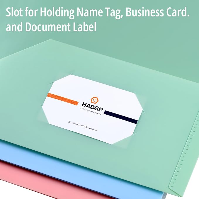 48 Pack Colored File Folders with Pockets, Pastel, Cute Plastic Folders | Business Card Holder, Decorative Pocket Folders, for Documents, for Filing Cabinet, School, Office, Resume Portfolio