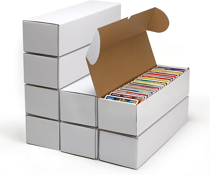 Bulk 400 Capacity Card Toploaders Storage Box, in Total 25 Pack Brown White Cardboard Shipping Boxes for 10000 Count 35pt 3x4 inch Toploaders or Toploaded Cards