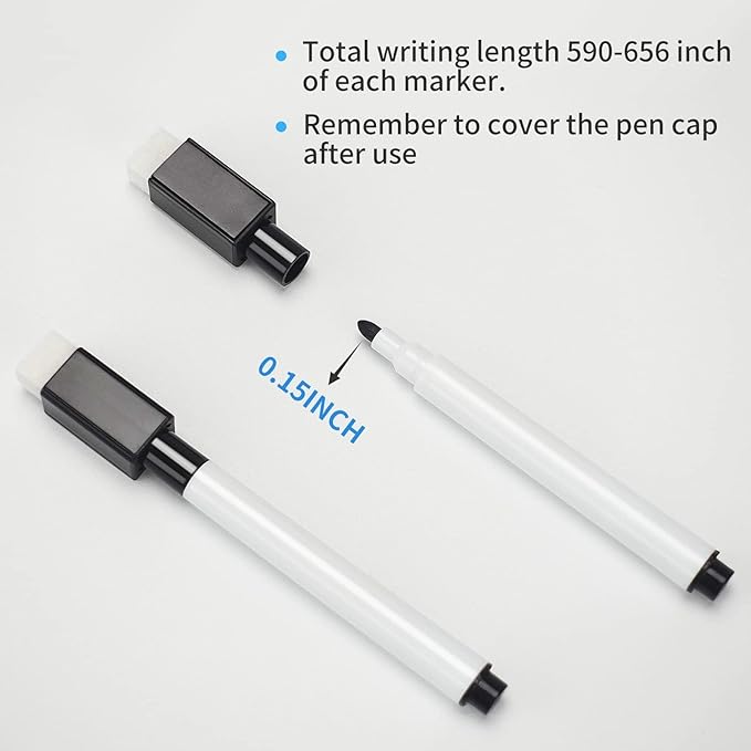72 Pcs Black Magnetic Dry Erase Markers with Eraser Cap, White Board Mini Dry erase Markers Bulk, Fine Point Tip Student White Board Markers for Teachers Office School Supplies