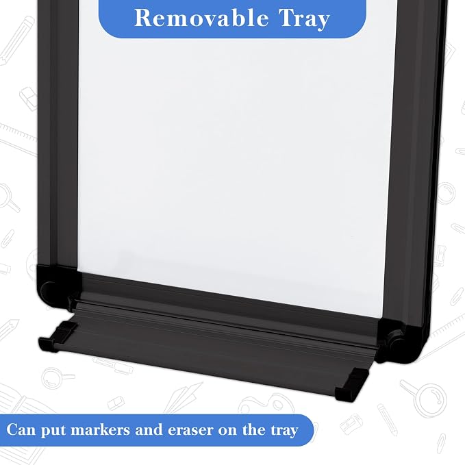 Ireer 2 Pcs Magnetic Dry Erase Board with a Tray to Do List Narrow Vertical Whiteboard for Door Wall Mounted Portable Aluminum Dry Erase Board for Home Office Kitchen Shop, 7.9" x 31.5"(Black)